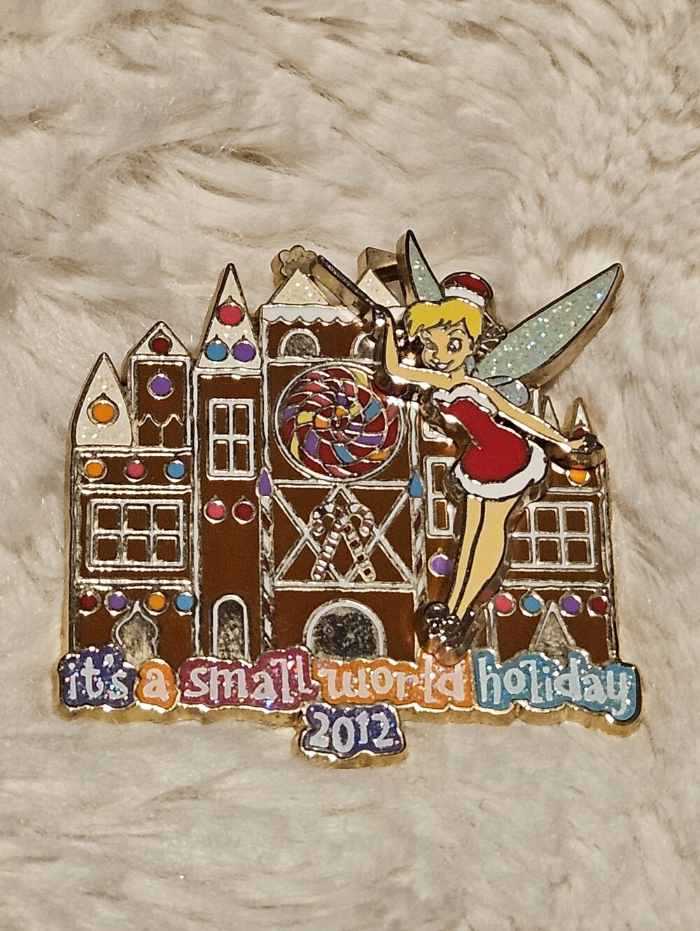 It's A Small World Holiday 2012 Tinker Bell with Gingerbread Facade Disney Pin